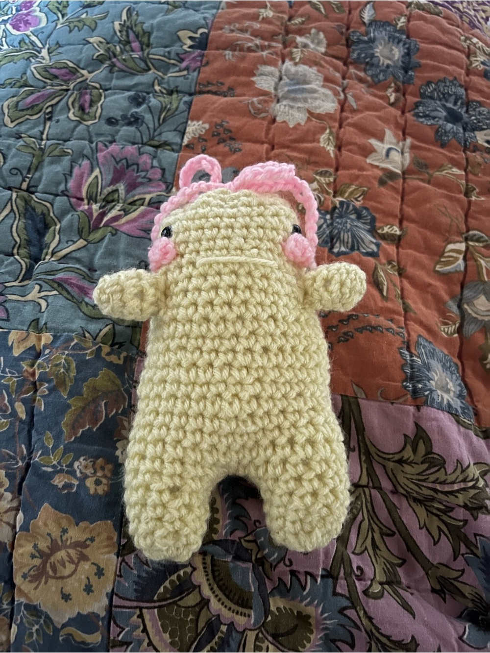 Handmade Cream and Pink Crochet Plush Toy for Kids